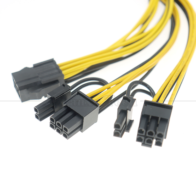 18AWG Pure Cooper Splitter 6 PIN Female to Dual 8 PIN 6+2 Male PCI Express PCIe Cable for GPU Graphics Cards