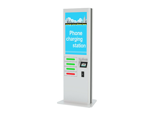43 Inch Advertising Wireless Mobile Phone Charging Station With 4 Lockers