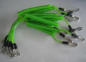 China Fashion transparent green stainless steel spring coiled lanyard tether w/snap hooks 2sizes factory