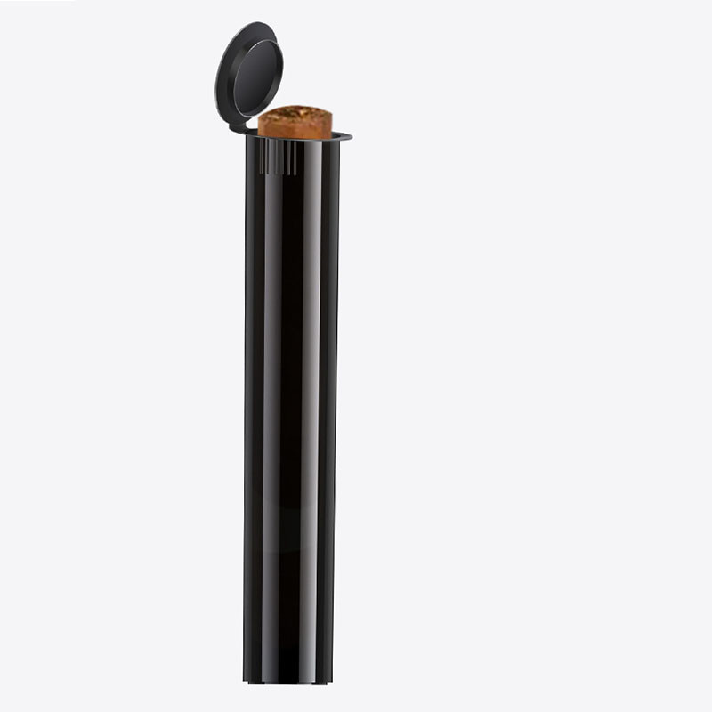 Custom Biodegradable 116mm Black Squeeze Pop Top Pre Roll Child Resistant Tubes