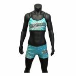 Lycra Fabrci Cheerleading Training Clothes , Green / Blue Youth Cheerleading