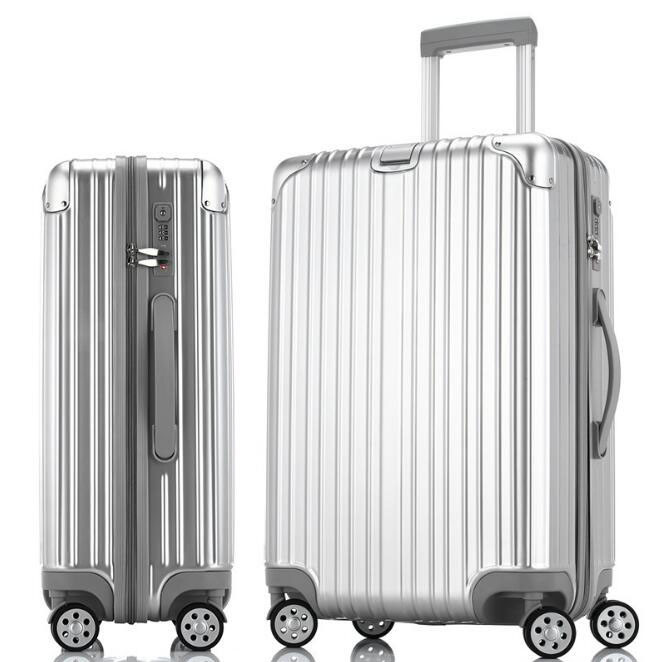REACH Silver PC ODM Four Wheel Hard Shell Suitcase