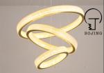 Modern Hanging Lighting Luxury Circle Rings 3000K Pendant Light Gold LED Crystal