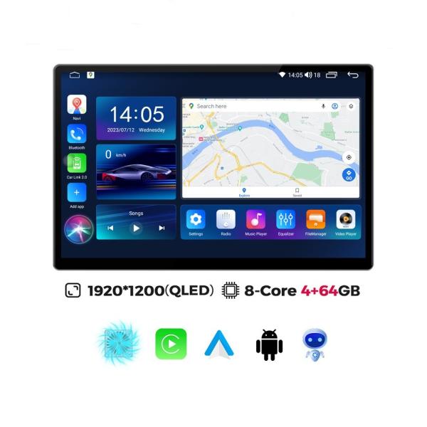 Universal Year 13" 2 Din Car Radio 1920*1200P QLED Built-in CarPlay Multimedia