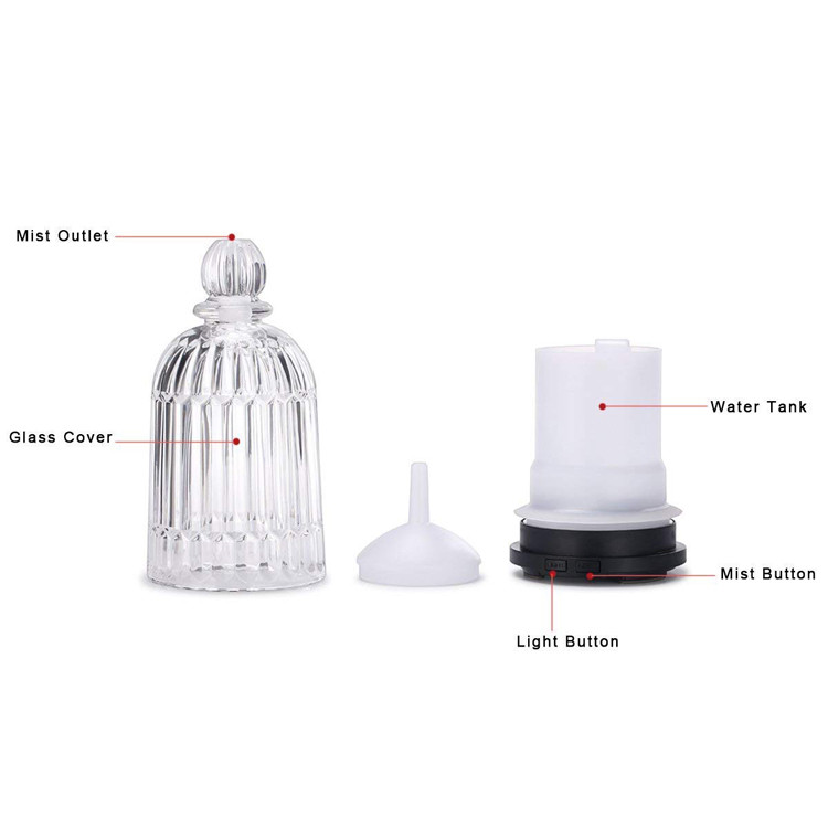 150ml Glass Ultrasonic Air Humidifier Purifier