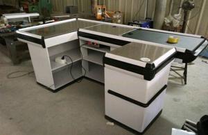 China Custom Stainless Steel Table Surface Supermarket Electric Cash Counter factory