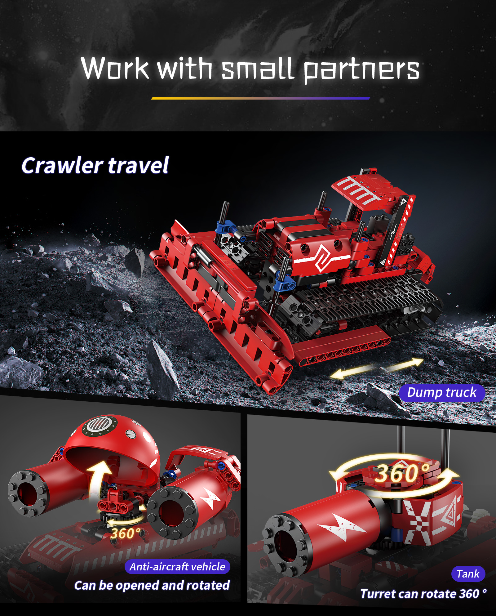 Indoor-Outdoor Electric Toy 5-in-1 Stunt Robot for Educational Building Block Gameplay