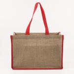 Eco 100% Reusable Shopping Storage Red Handle Jute Tote Bags
