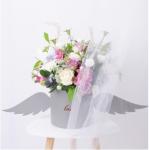 Velvet Cylindrical Paper Bouquet Flower Box Arrangements Luxury Packaging Custom