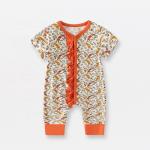 Factory Price bamboo Fabric baby rompers printed pajamas baby zipper snap