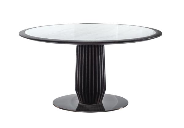 Round dining table by Oak wood in hand-made structure with Stainless steel leg