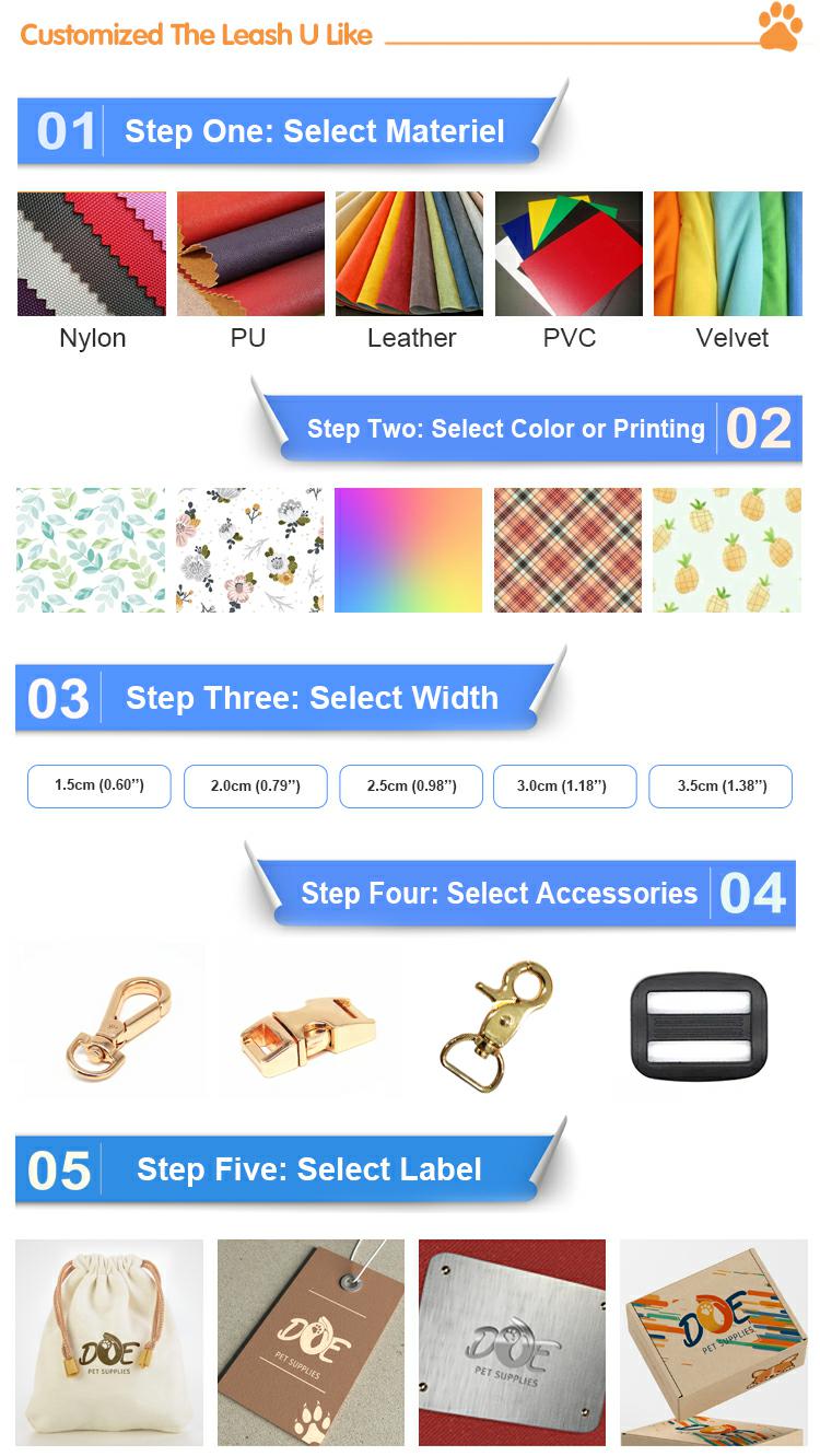 Waterproof Small Large Plastic Nylon puppy collar and leash , Multi Colors Dog Automatic Retractable Leash Custom