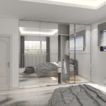 Home Bedroom Sliding Mirror Door Wardrobe Custom Double Locker Closet Furniture