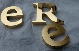 China CNC laser cut brass color stainless steel backlit custom letters factory