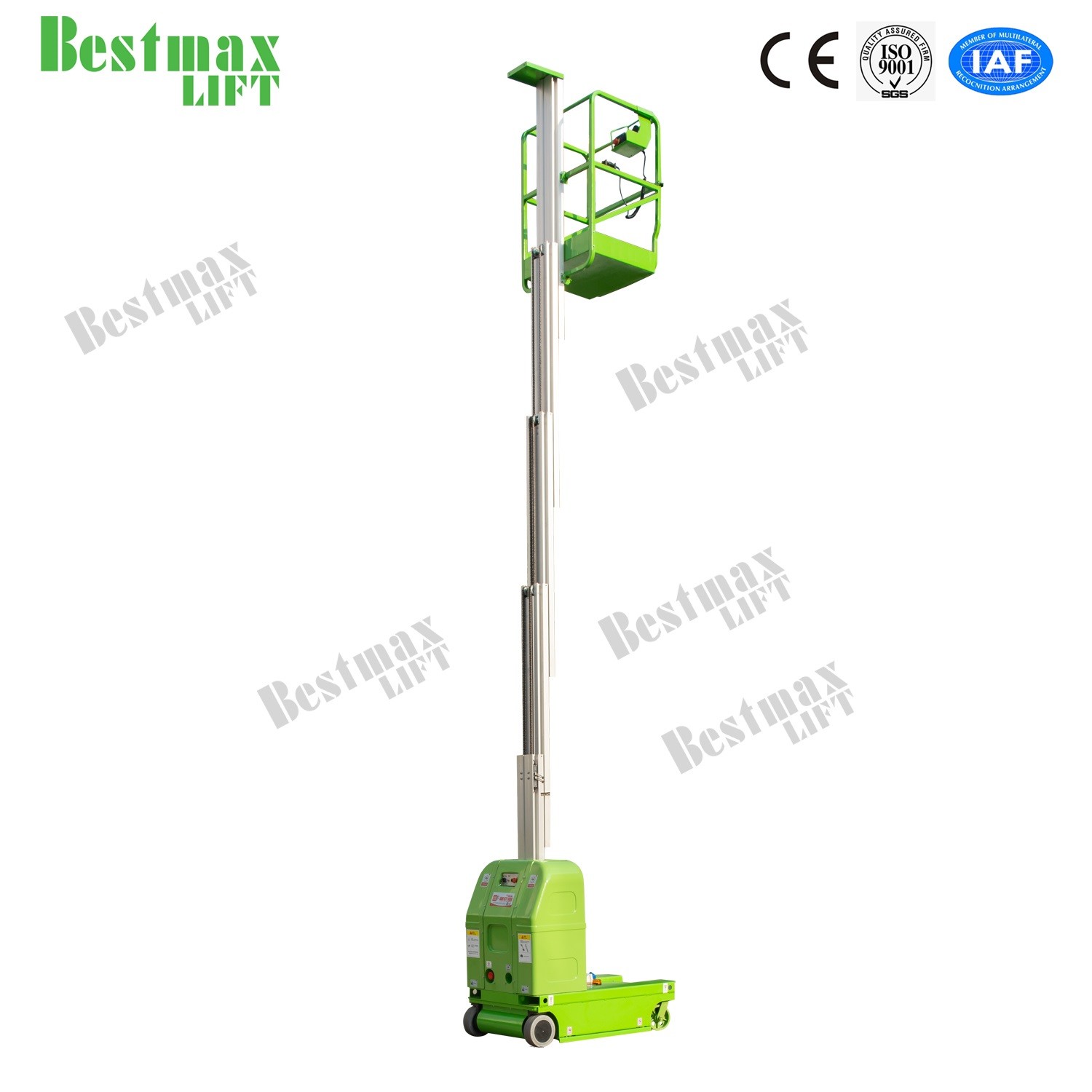 8m Working Height Vertical Lifting Platform , Single Mast Aerial Work Platform