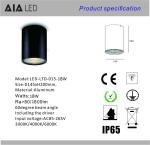 Inside IP65 waterproof black 20W COB LED downlight&LED light for bathroom