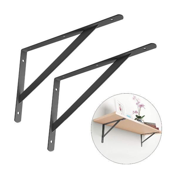 12x8 Heavy Duty Shelf L Brackets Support Corner Brace Joint Right Angle Bracket Black