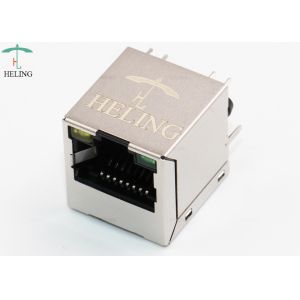 Vertical Type Magnetic RJ45 Connector 8P8C With LED Indicator Pipe Top Entry