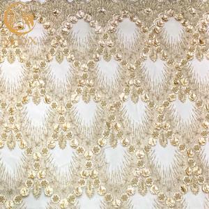 China 20% Polyester Material 3D Flower Lace Fabric With Beads factory