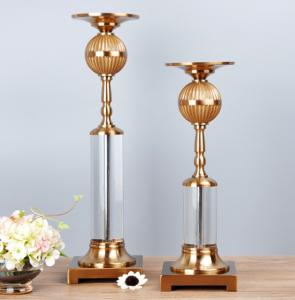 China Golden Brass Classic Metal ODM Crystal Candle Holder Craft factory