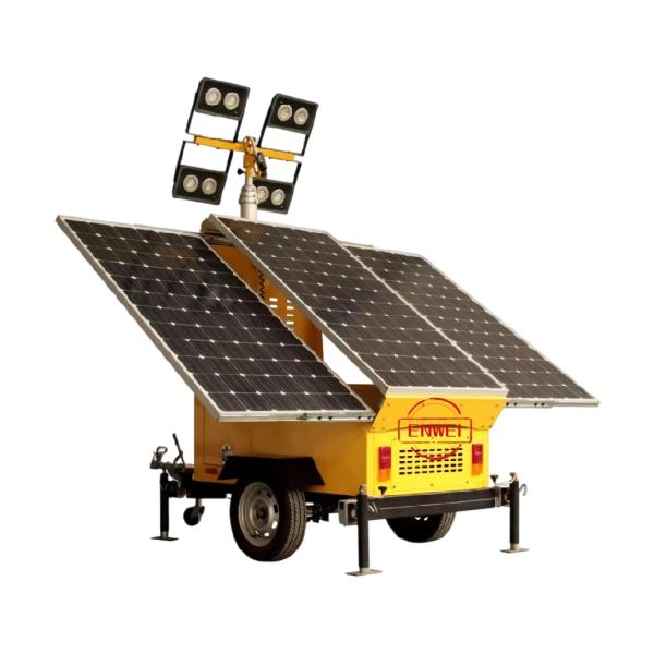 China All-in-One Solar Power Trailer With CCTV Lighting Tower Alarm System For Road Work factory