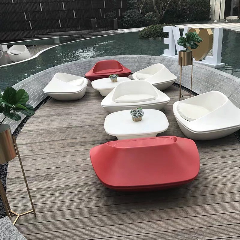 Creative Fiberglass Sofa Seats Outdoor Business Table Set Hotel UFO Leisure Chair