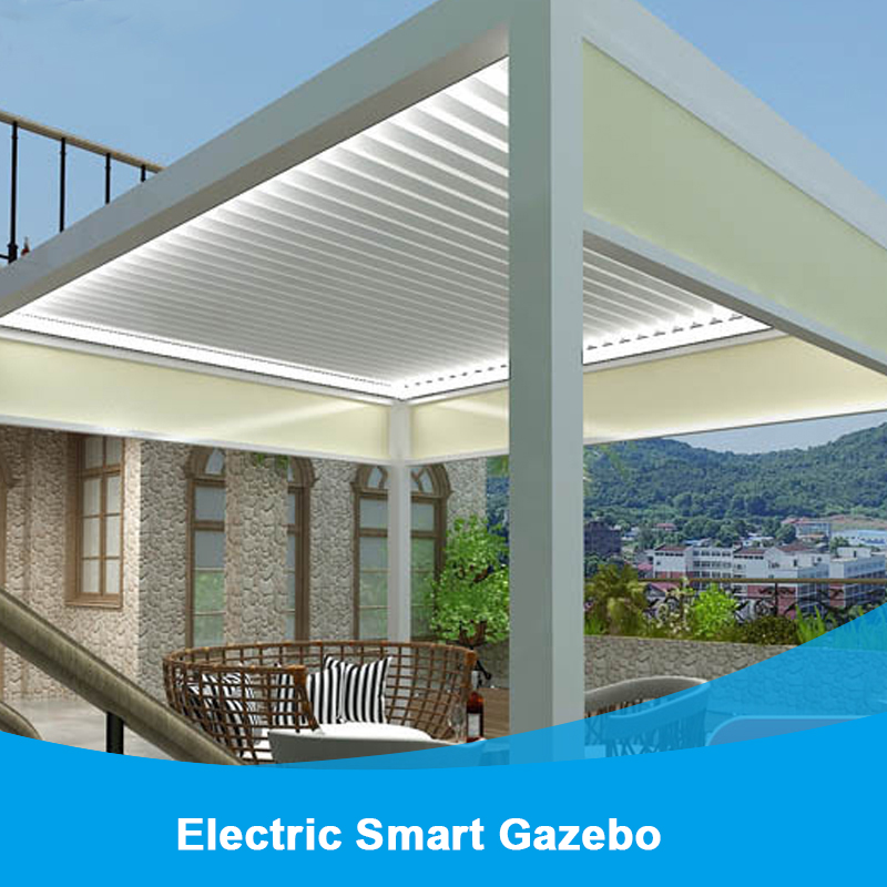 Electric Louver Turning Pavilion Outdoor Villa Courtyard Smart Flip Ecological Sun Room Windproof Rolling Curtains Shade The Sun