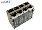 8P8C Modular Jack Power Over Ethernet Connector 2X4 Ports Green / Yellow LED