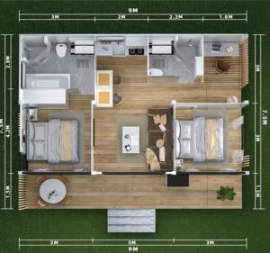 China Modular Container Office Cabin House Mobile Home 2 Bedroom Portable Living Prefab House With Balcony factory