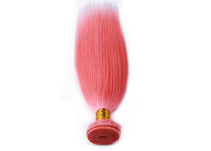 Customized Pink Virgin Human Long Hair Extensions 30 Inches Shedding Free