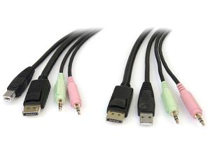 China 6ft 4in1 USB DisplayPort KVM Switch Cable w/ Audio &amp; Microphone factory