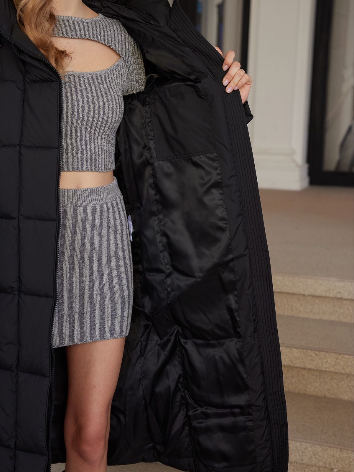 Women Long Coat Winter Warm Coat Down Or Biodown Or Bio Fluff Coat For Winter Hooked Water Proof And Windproof For Cold Winter Dark Colour
