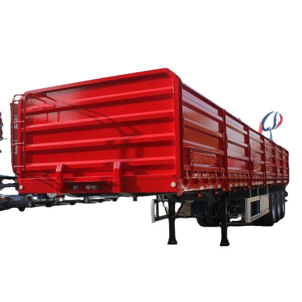 Steel High Bed Semi-trailer Truck 3 axles 60Ton cargo carrier truck trailers