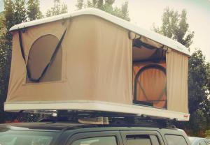China High quality single layer fiberglass shell hard cover canvas roof top tent with side awning factory