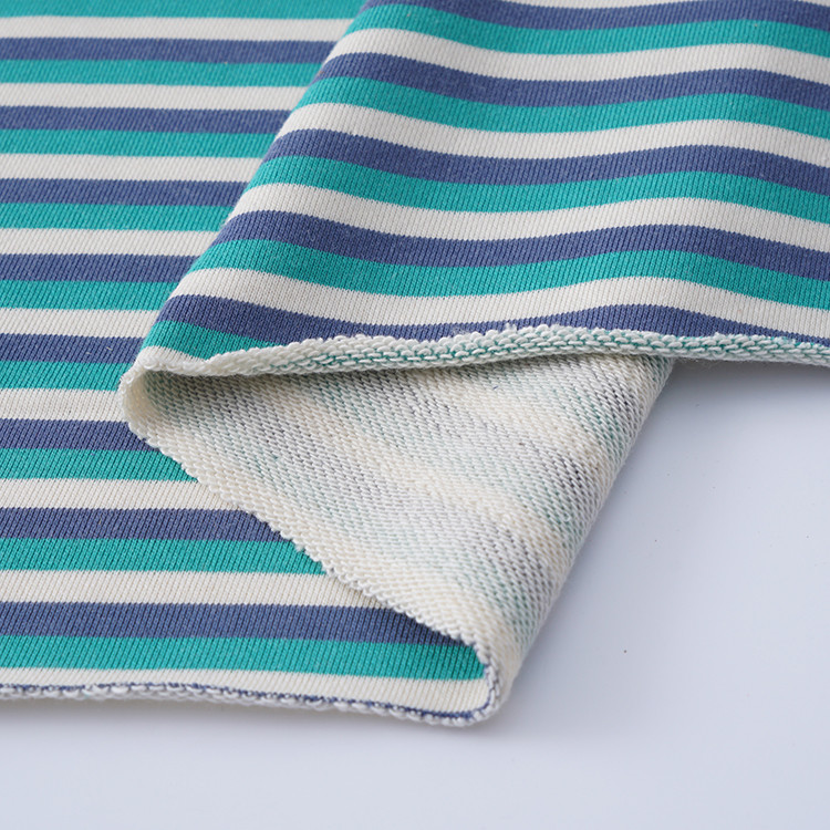 Thick And Warm Striped Material Fabric Skin Friendly Texture For French Terry