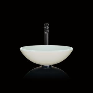 China White Tempered Glass Basin Bowl Deep Countertop 380mm Length 132mm Height Round factory