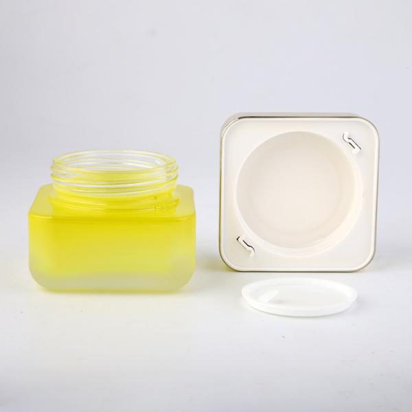 Yellow Matte 50g Frosted Glass Jar Personal Care Empty Container