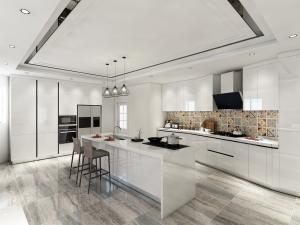 China Commercial MDF Modular Modern Kitchen Cabinet Modular Lacquer Finish factory