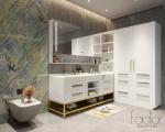 The Fadior Stainless Steel Bathroom Vanity Cabinet Modern Design With Gold Frame