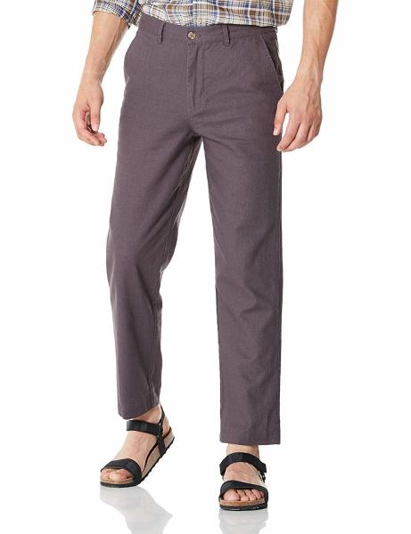 Size 40 42 44 Men'S Summer Plain Casual Cotton And Linen Cropped Trousers Mid