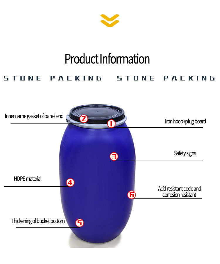 Large Mouth Sealed Turnover Plastic Barrel Drum 125L