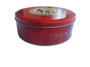 China Cylinder Tin Cookie Boxes , Red Metal Tin Containers For Coffee factory