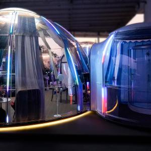 China Dome Tent Resort Waterproof Dome Dessert Tent Luxury Double Dome House Clear Bubble Tent factory