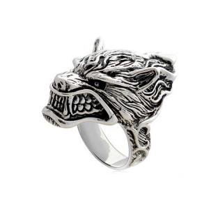 China Vintage Sterling Silver Wolf Caput Thailand 925 Silver Ring (R6030803) factory