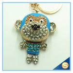 Customs Animal Shape Rhinestone Monkey Metal Key Chain Key Ring For Bags