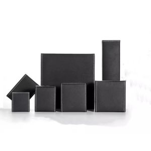 Rectangular PU Leather Box Recyclable Necklace Box Packaging Embossing