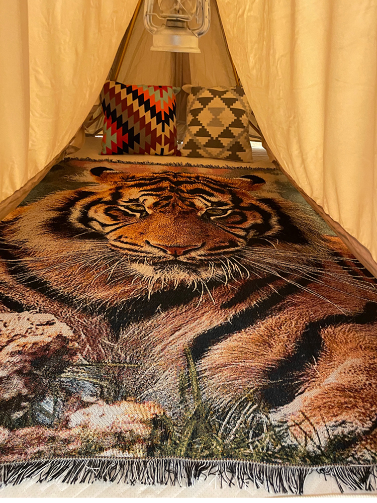 Y-Z Tiger Tapestry Cozy Sofa Cover Afghan Blankets Bohemian Cotton Picnic Rug Blanket
