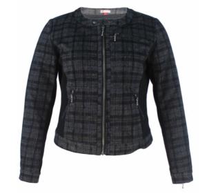 China Round Collar Plaid Ladies Formal Blazers Fitted Type With Two Side Pockets factory