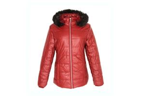 China Ladies PU Coats Jacket Quality Fashion Keep Warm Autumn And Winter Burgundy factory