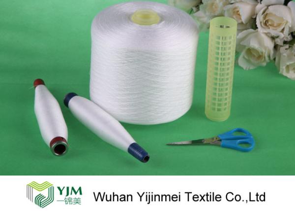 20s/60s Spun Polyester Raw White Sewing Yarn , Non-Knot And Environmental -